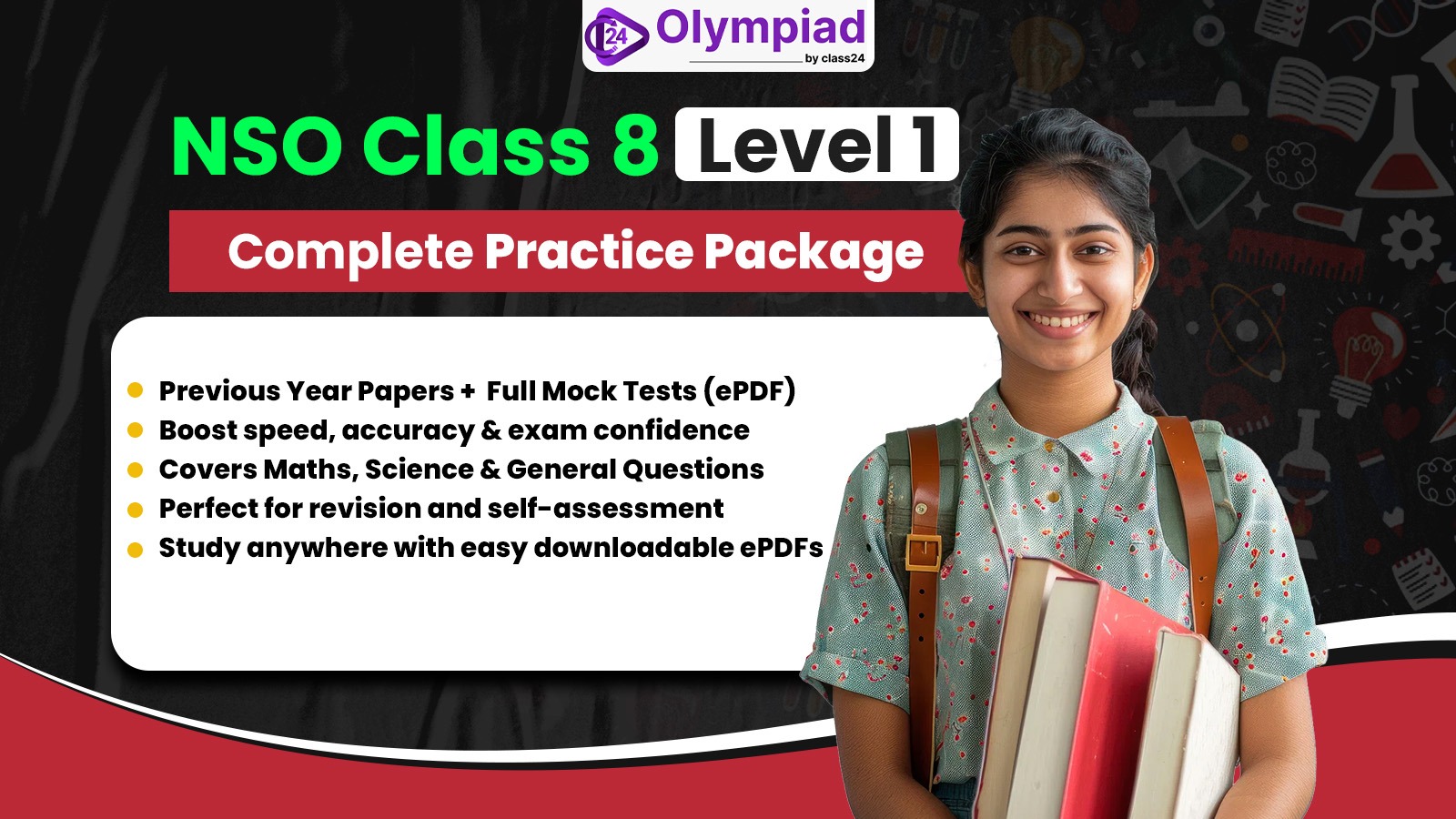 NSO Class 8 – Level 1 Complete Practice Package (PYP + Mock Tests) E-PDF Format