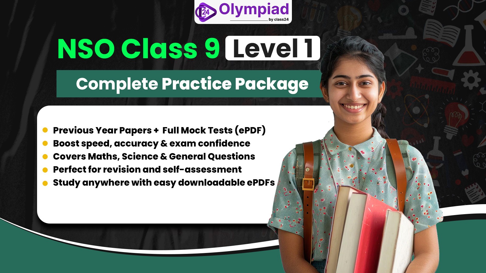 NSO Class 9– Level 1 Complete Practice Package (PYP + Mock Tests) E-PDF Format